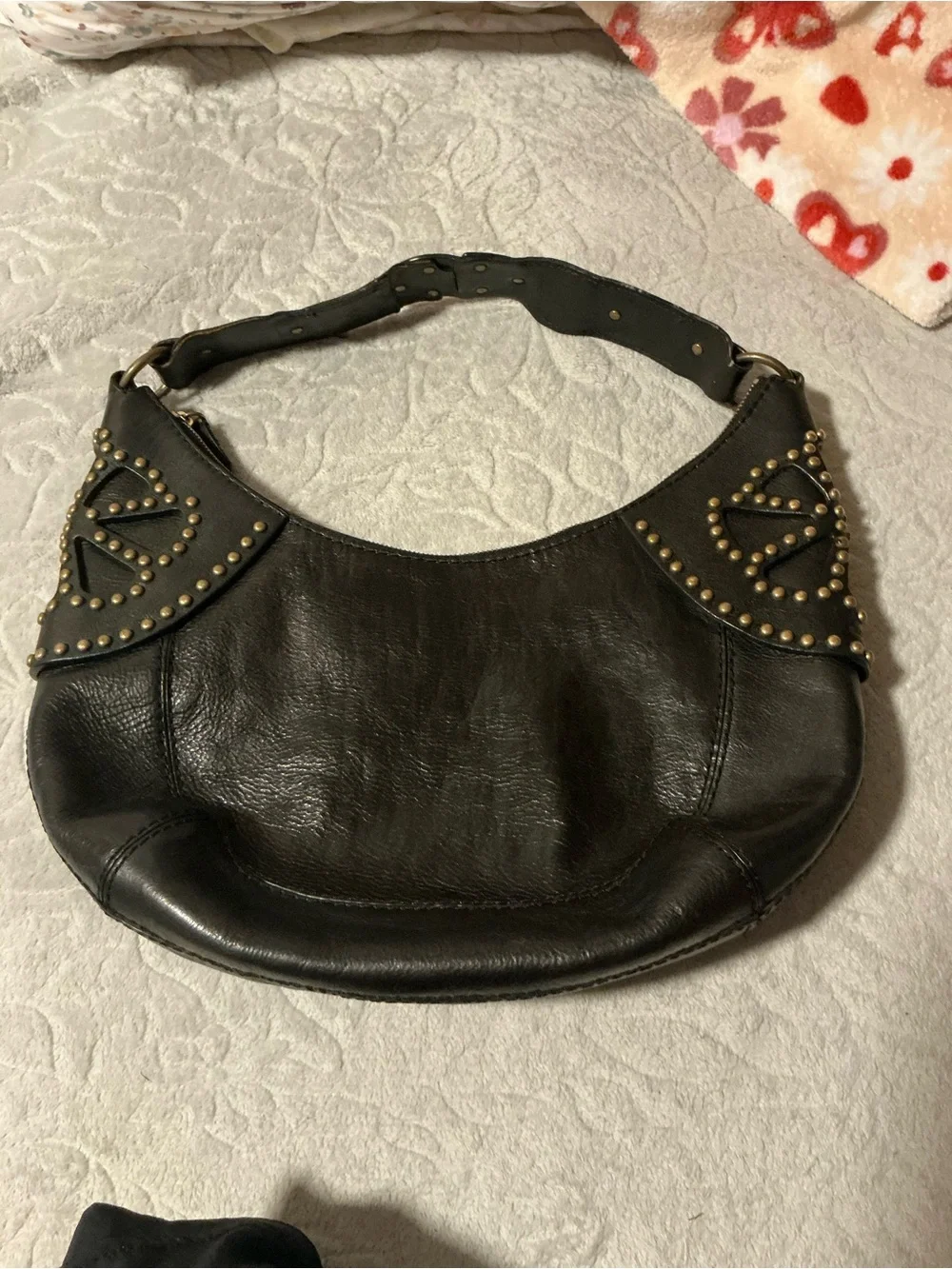 Michael Kors Black Leather Studded Shoulder Bag